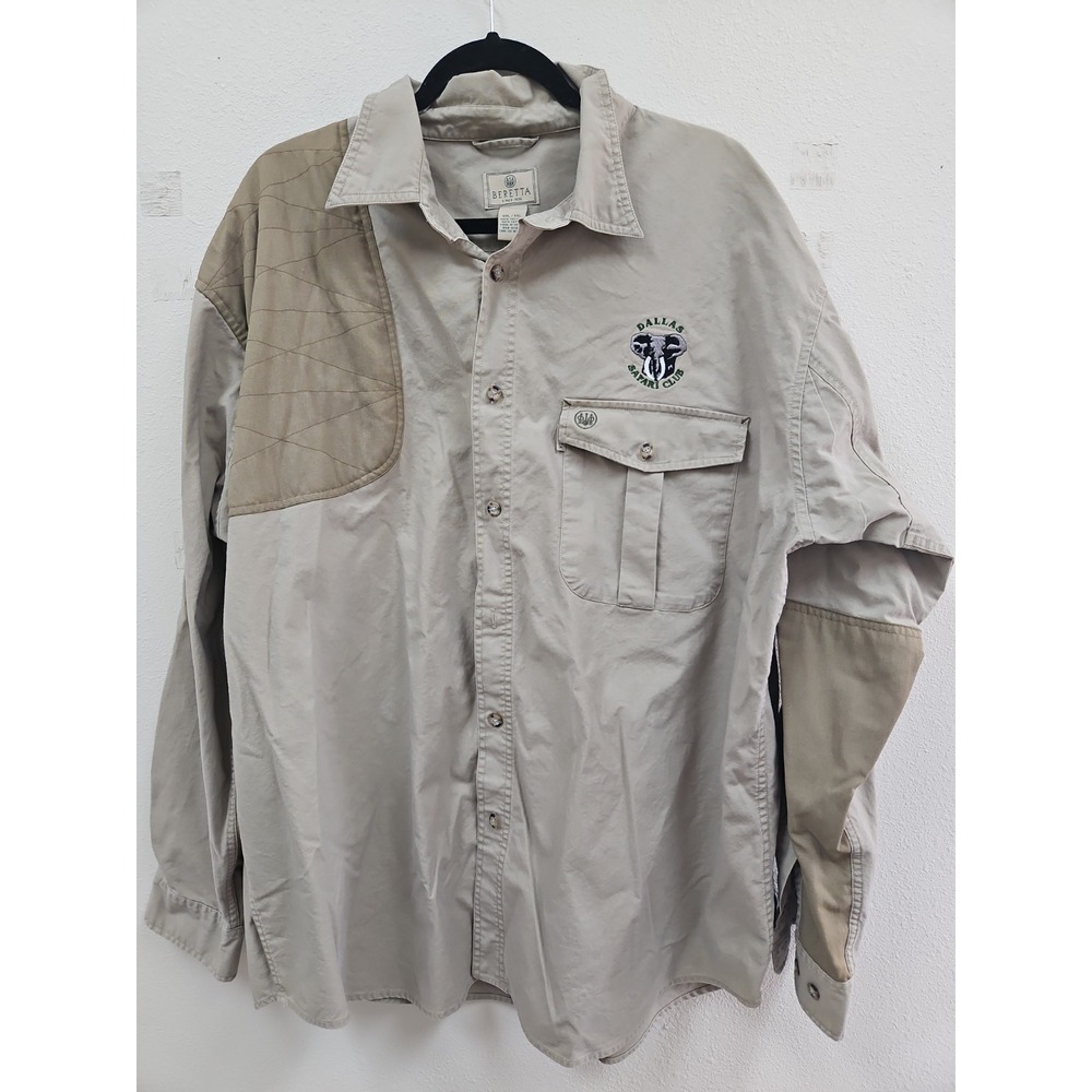 Beretta Dallas Safari Club Embroidered Long Sleeve Shirt Mens XXL Vintage